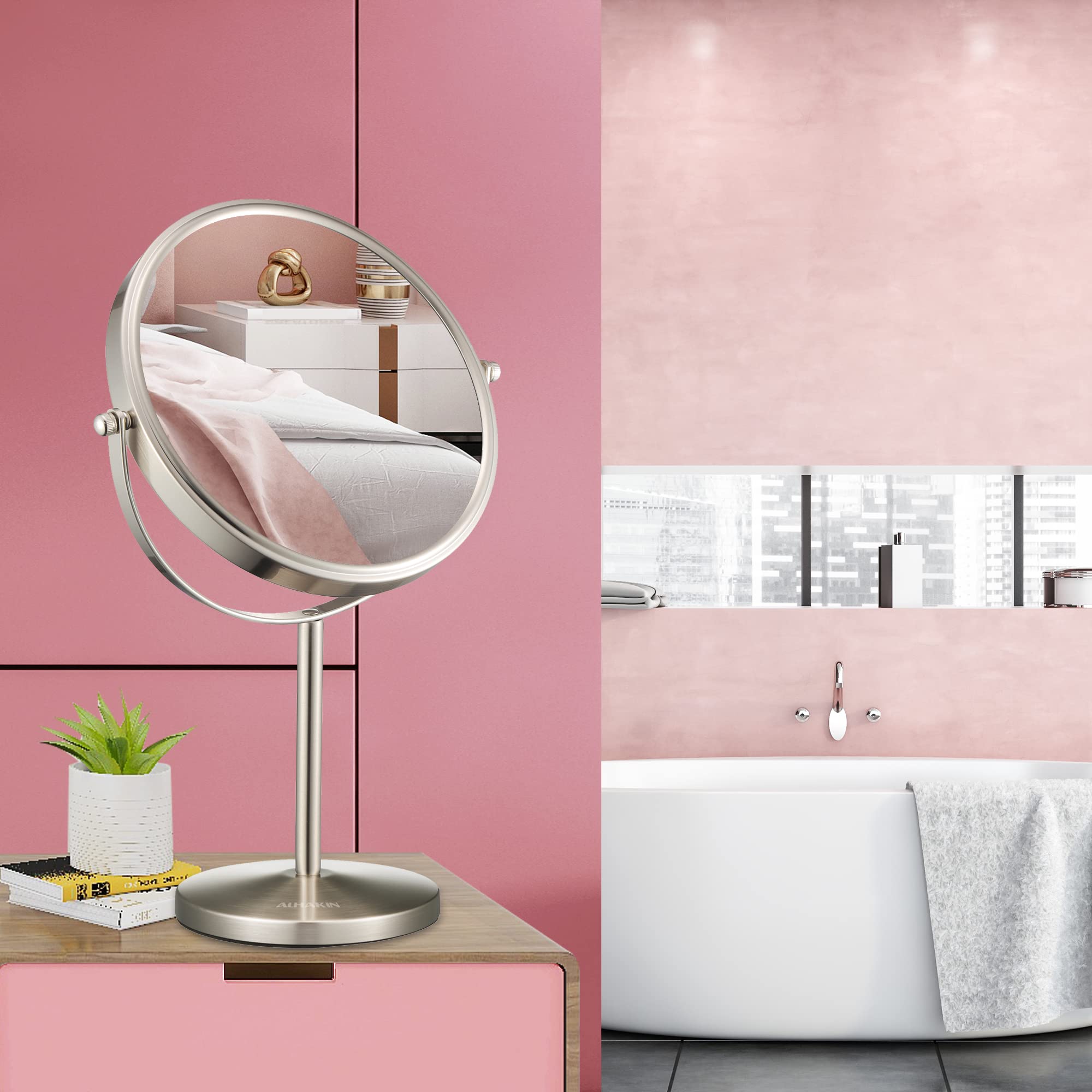 ALHAKIN desk setup mirror fits compact spaces for cosmetics organization
