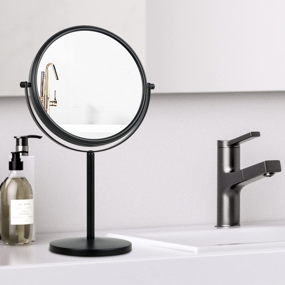 ALHAKIN 8-inch tabletop mirror with 360-degree swivel for easy angle adjustments.