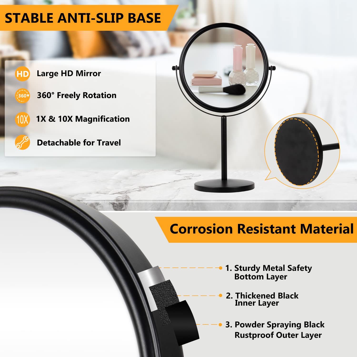 ALHAKIN rust-resistant steel with black coating suited for humid bathrooms.