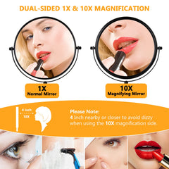 ALHAKIN detachable base enables travel-friendly makeup mirror.