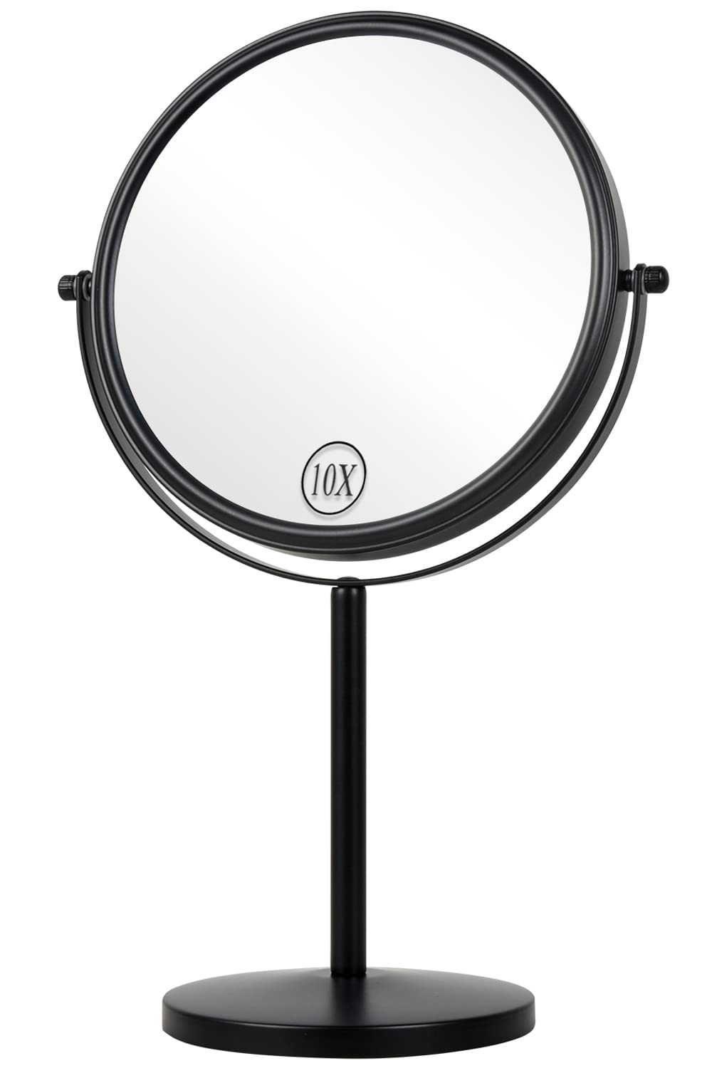 ALHAKIN dual-sided 10x magnification mirror reveals precise facial details for makeup.