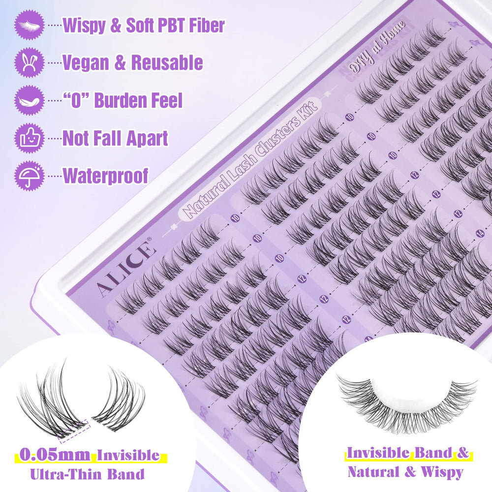 ALICE 135pcs lash clusters for a fuller, wispy look.