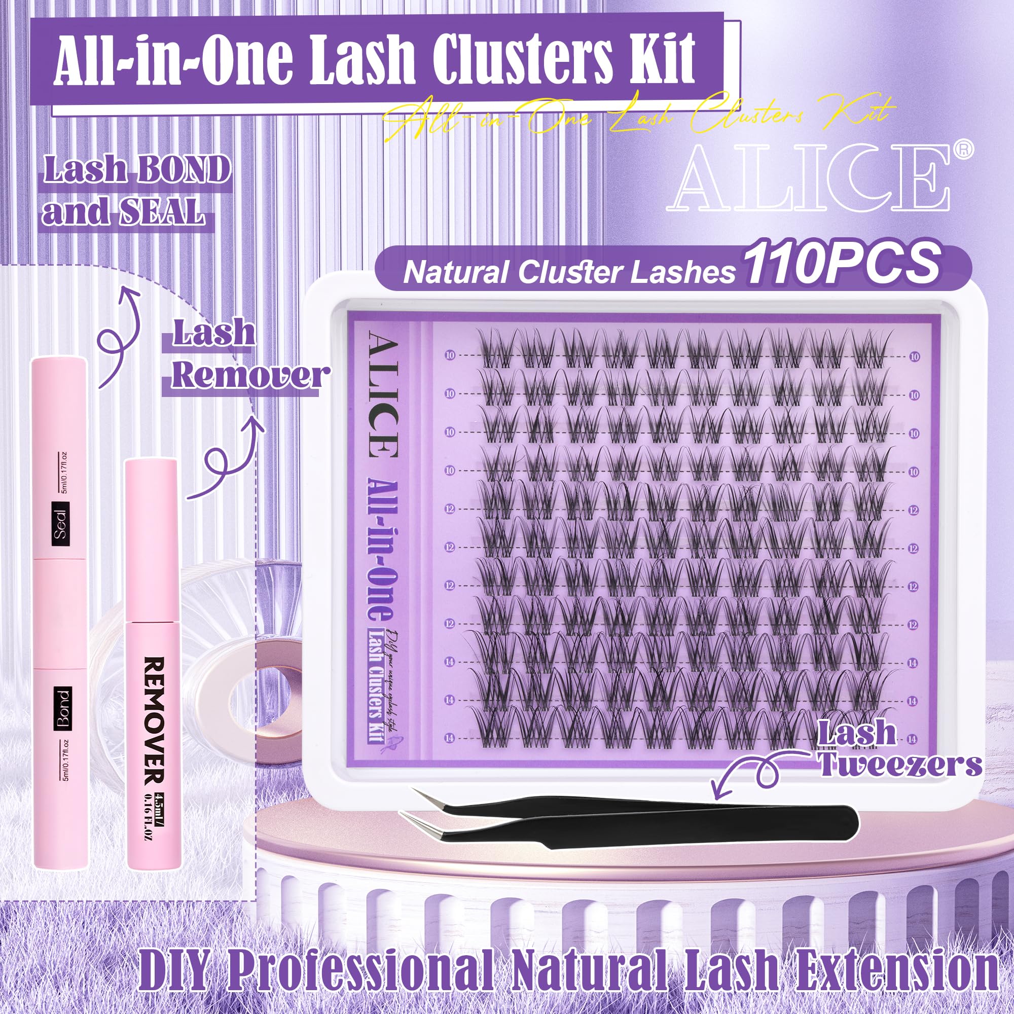 ALICE c-curly lash clusters for shaped lift and natural flair.