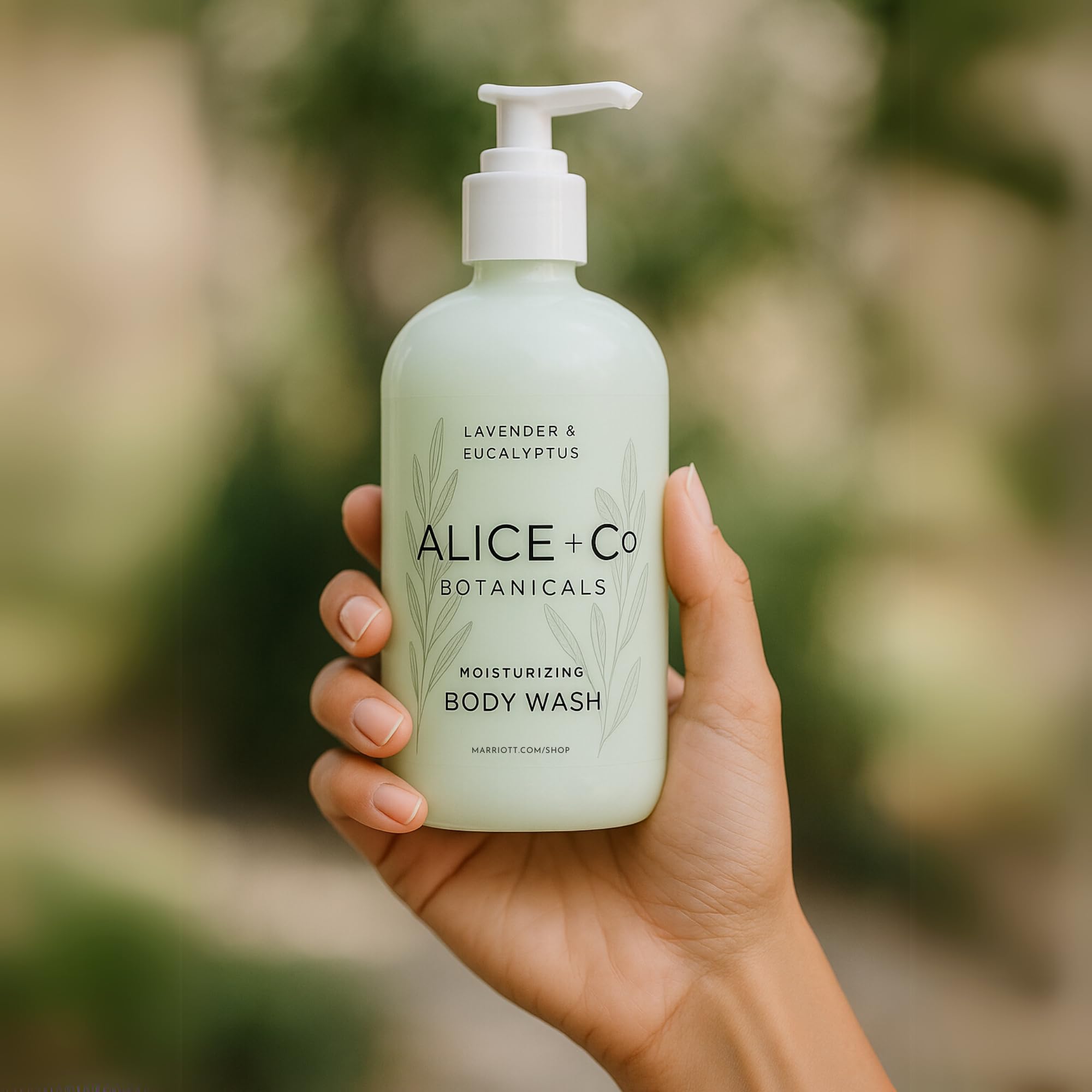 Alice + Co. Lavender and eucalyptus pour shows easy dispense for daily wash