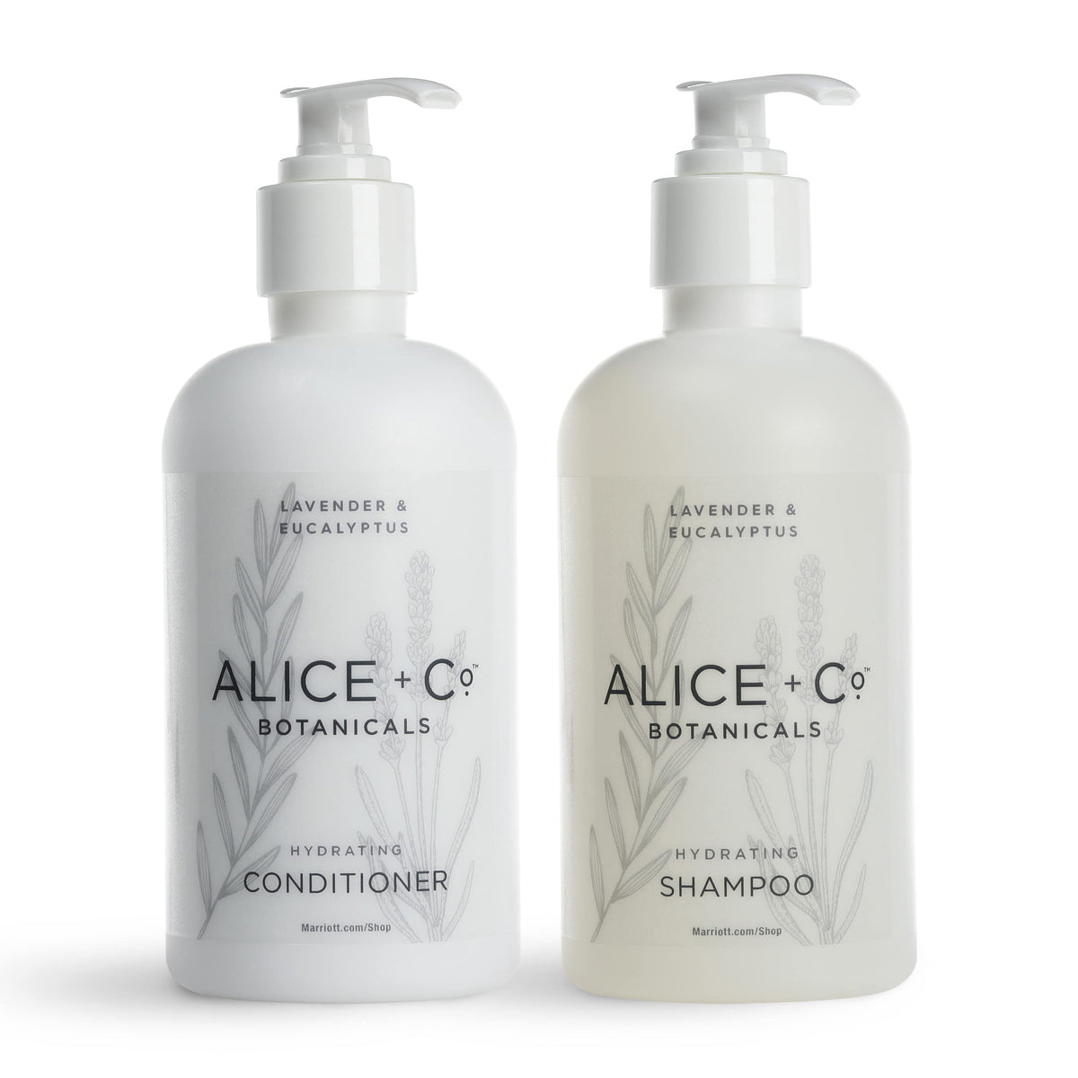 Alice + Co. Lavender Eucalyptus Shampoo bottle pour delivers a refreshing cleanse and uplifting aroma.