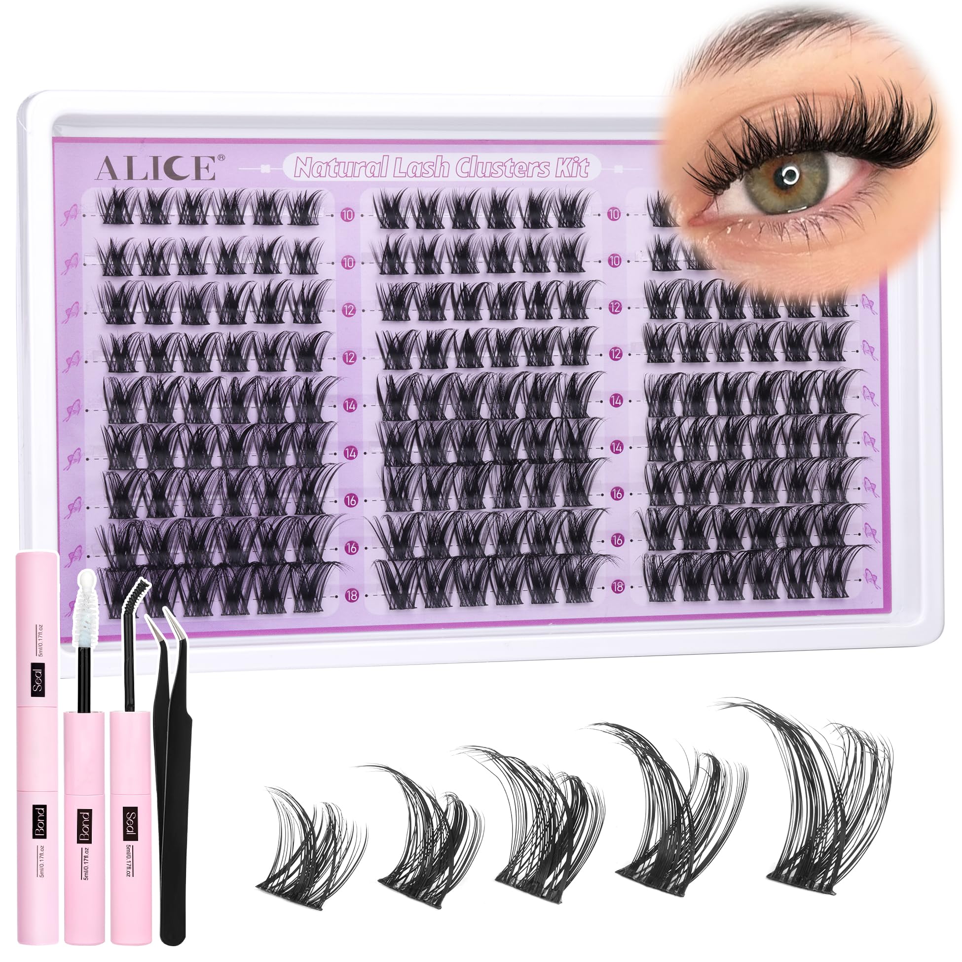 ALICE Wispy Lash Clusters Kit offering customizable lengths for subtle or dramatic looks.