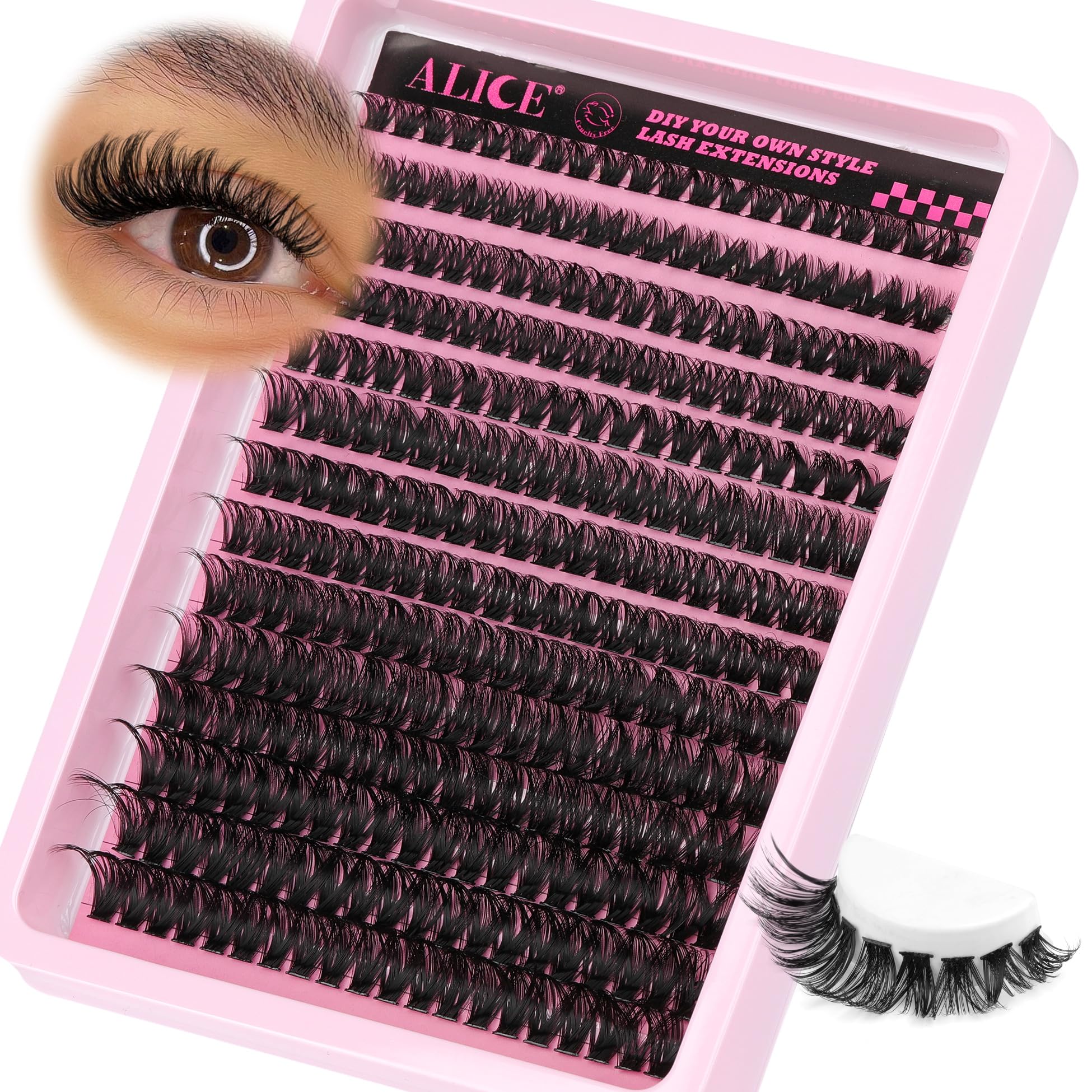 ALICE DIY Eyelash Kit application process illustrates step-by-step usage