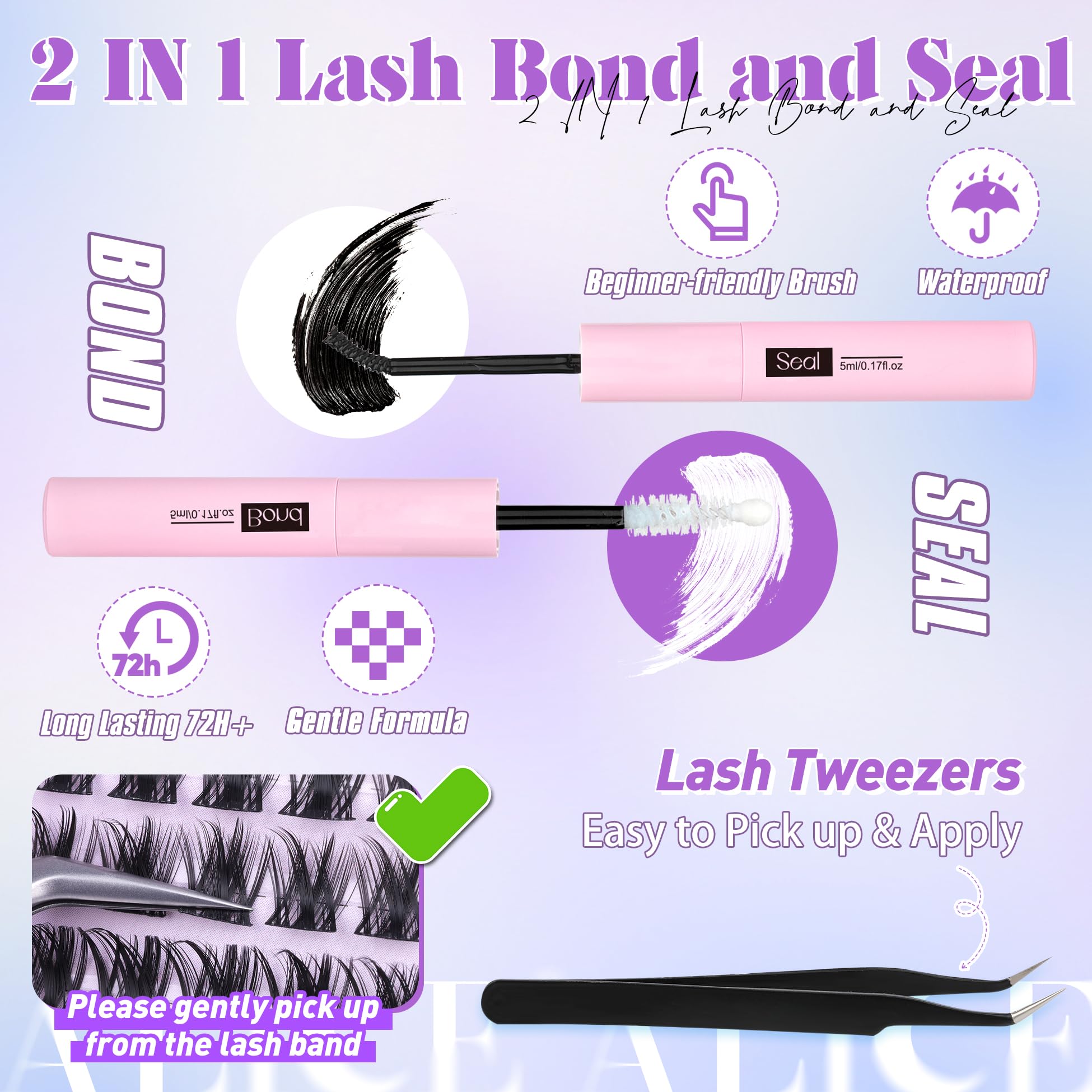 ALICE Wispy Lash Clusters 10-18mm lengths shown to customize length and volume.