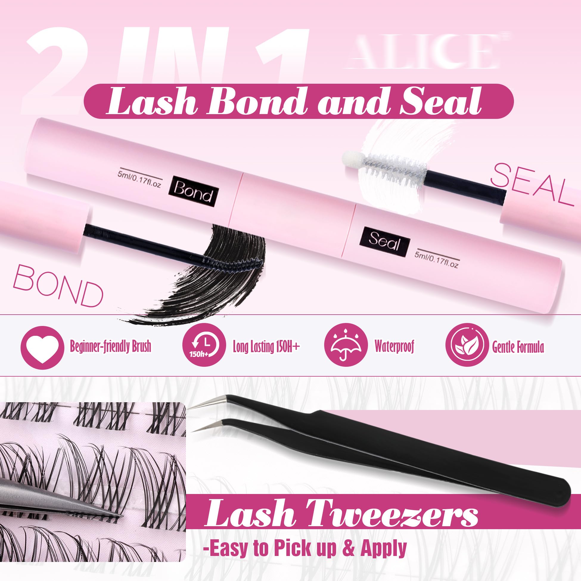 ALICE Lash Clusters Kit invisible band blends seamlessly with natural lashes.
