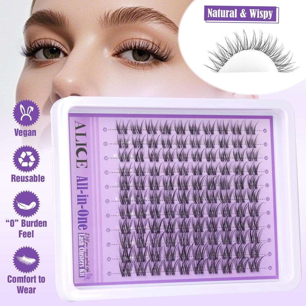 ALICE lash clusters wispy 10-14mm create soft volume with DIY ease.