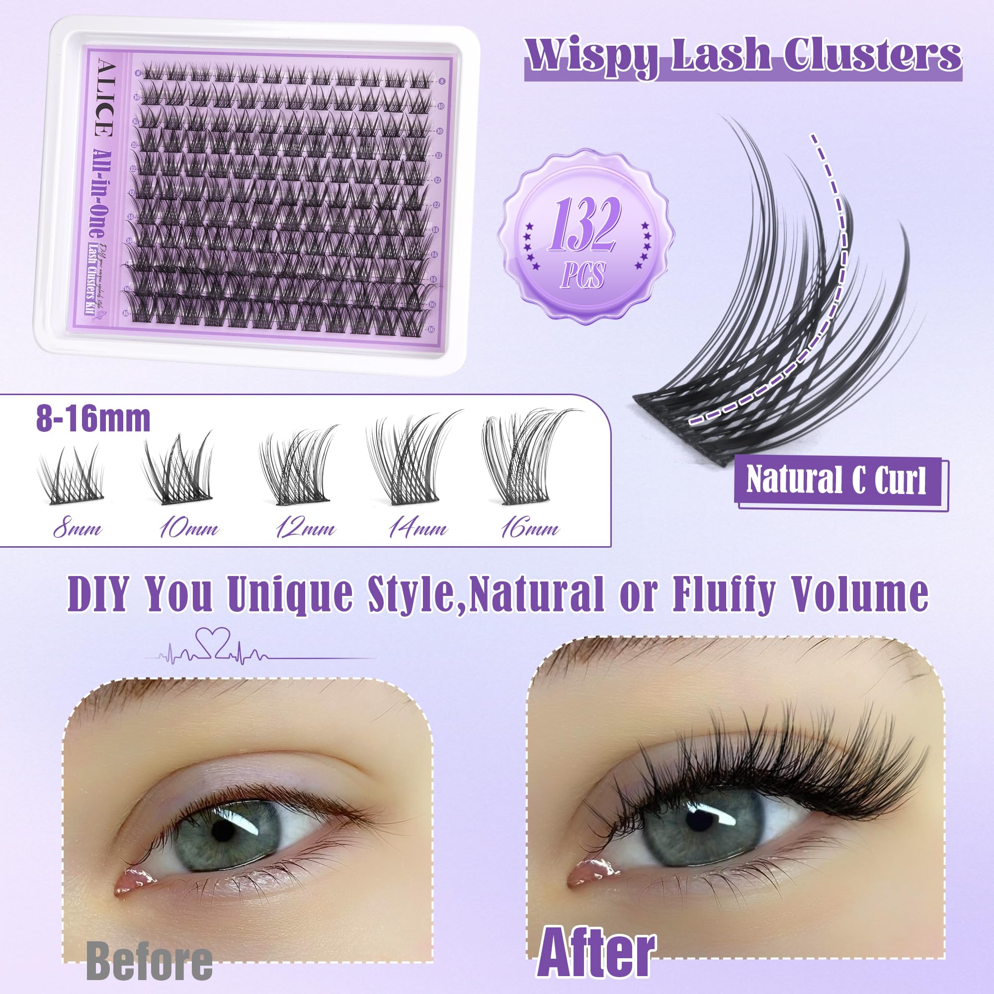 ALICE lash remover tool enables clean, gentle removal.