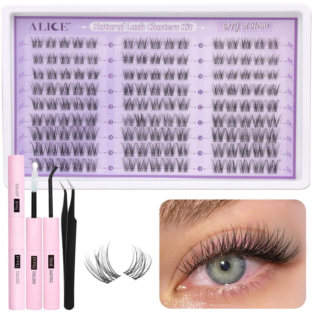 ALICE natural lash-cluster kit contents for DIY lash application.