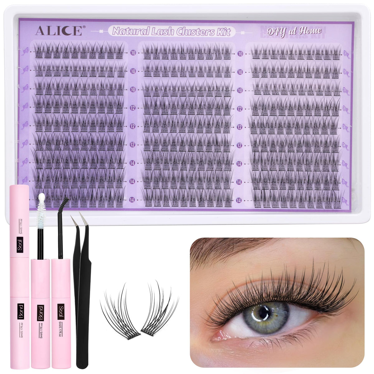 ALICE Natural Lash Clusters Kit box view for easy at-home use