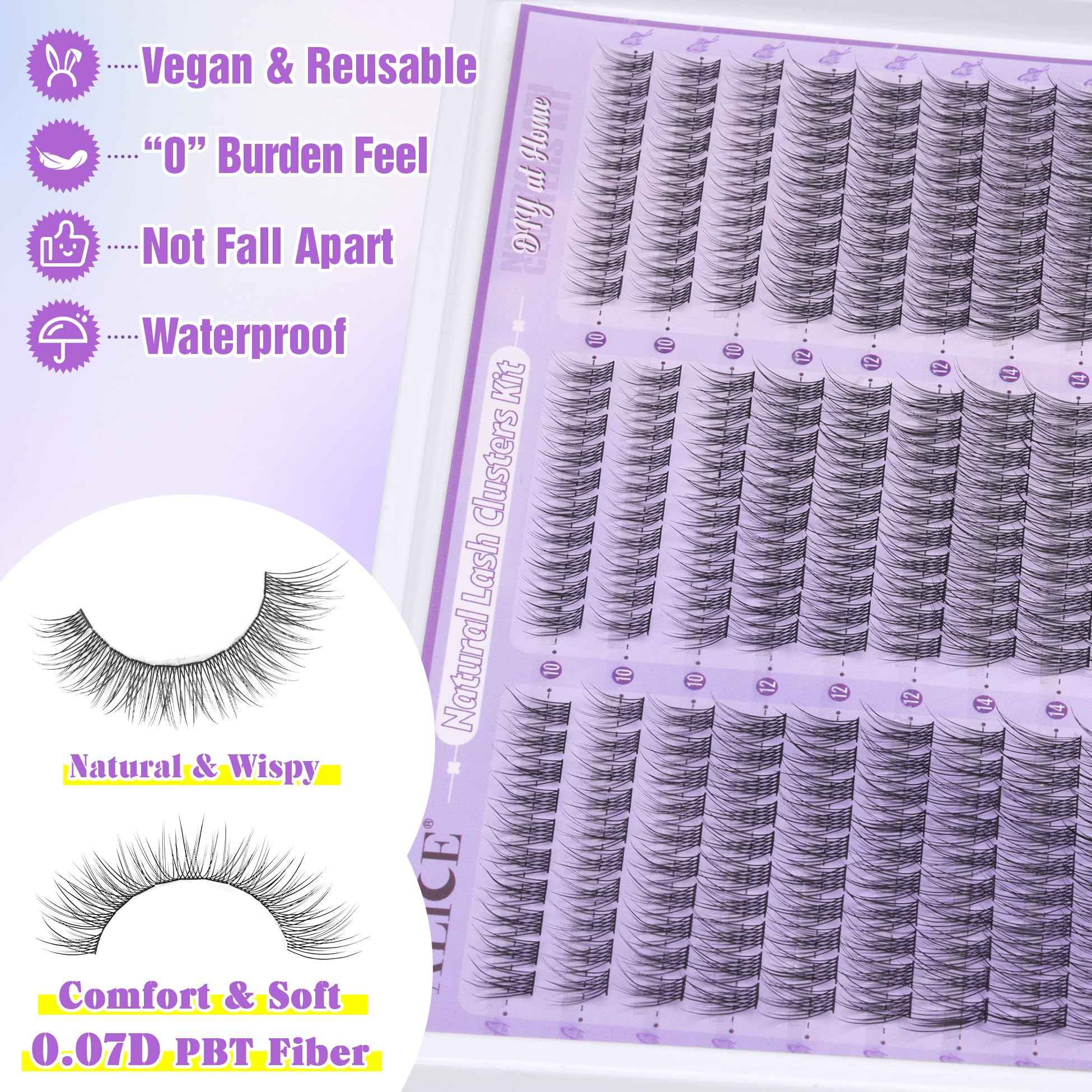 ALICE wispy lash clusters 10-14mm close-up for soft natural flutter