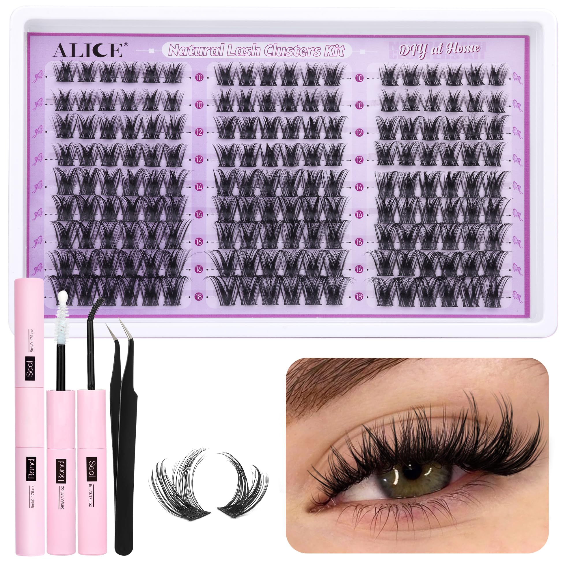 ALICE Wispy Lash Clusters Kit contents for at-home DIY lash applications.