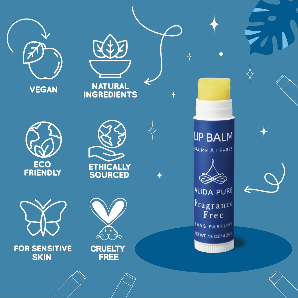 ALIDA PURE eco-packaging closeup — biodegradable materials support sustainable lip care.