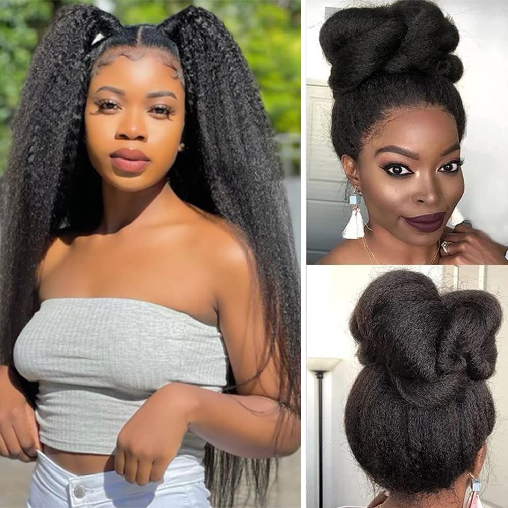 Alidiamond kinky straight 360 wig 18inch demonstrates realistic hairline for versatile styling