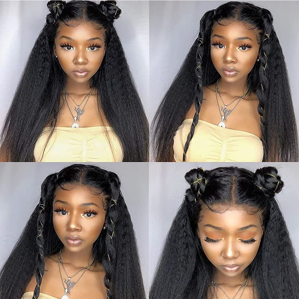 Alidiamond kinky straight 360 wig application hero shows easy wear and daily styling