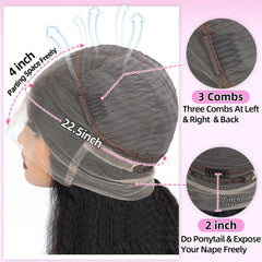 Alidiamond kinky straight 360 wig-cap construction highlights secure fit and durable cap