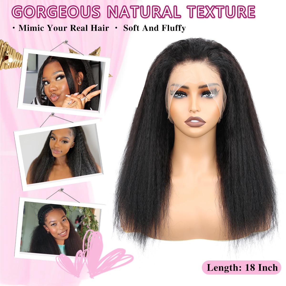 Alidiamond kinky straight 360 hairline closeup showcases handcrafted precision and density