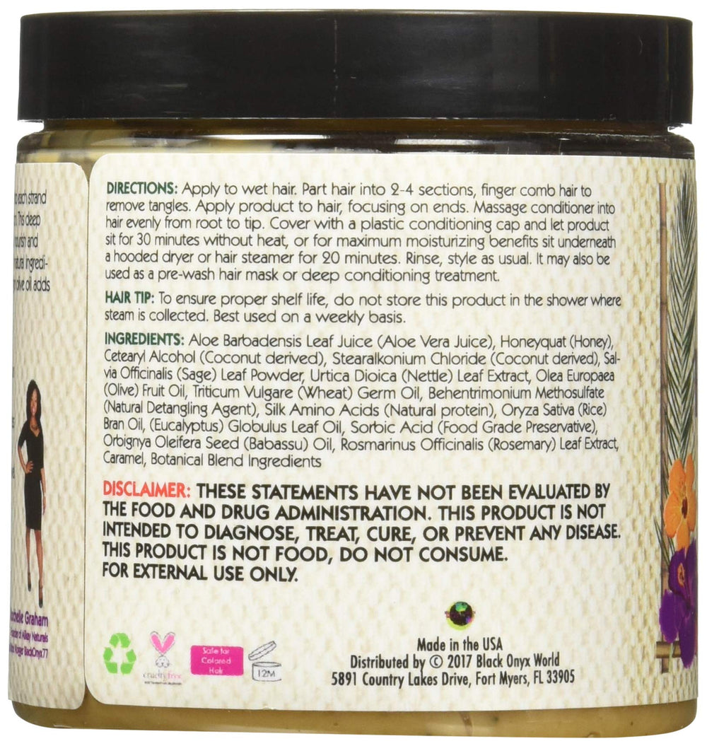 Alikay Naturals Honey and Sage deep conditioner jar closeup with creamy texture for hydration