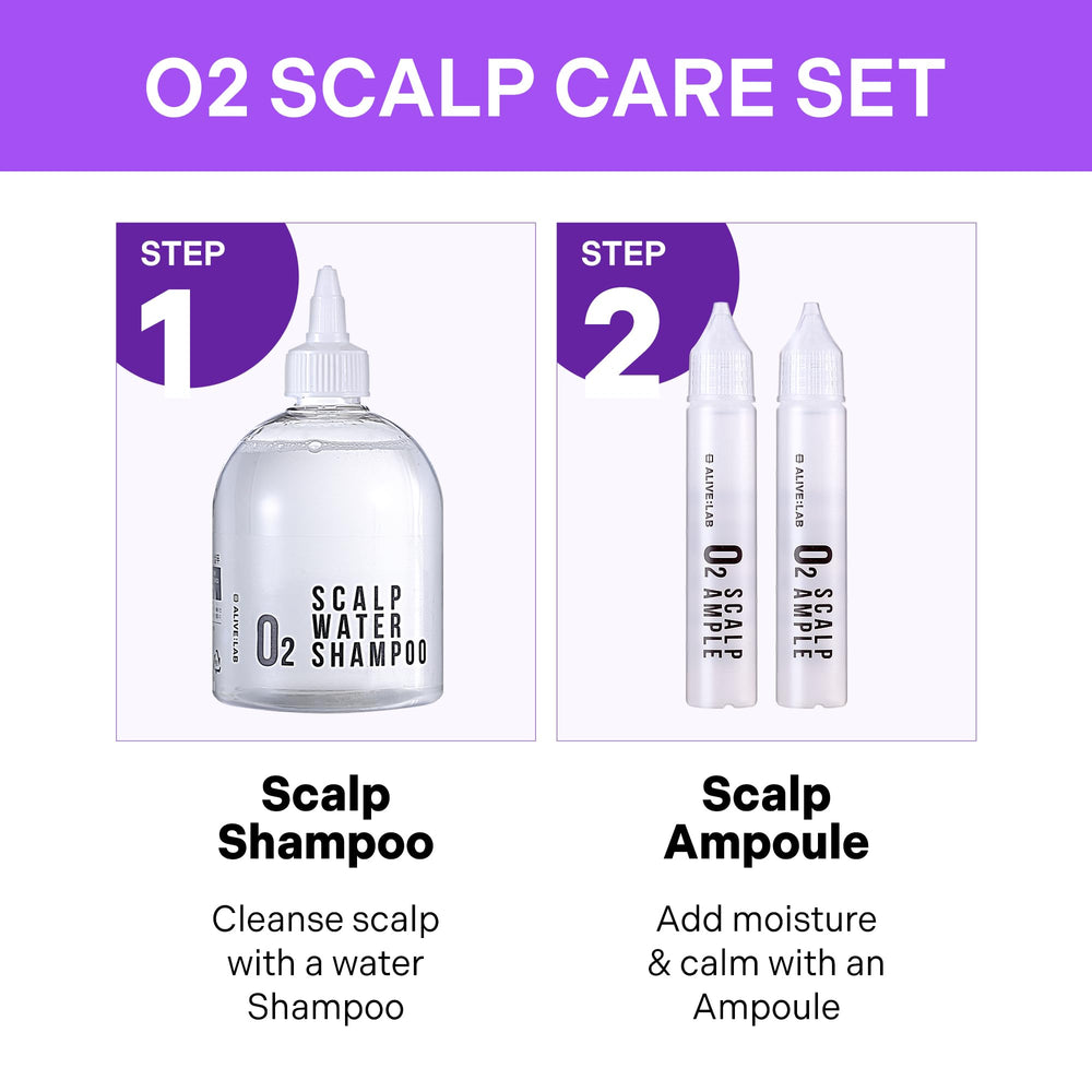 ALIVELAB O2 Scalp Water Shampoo silicone-free formula highlighted on packaging.