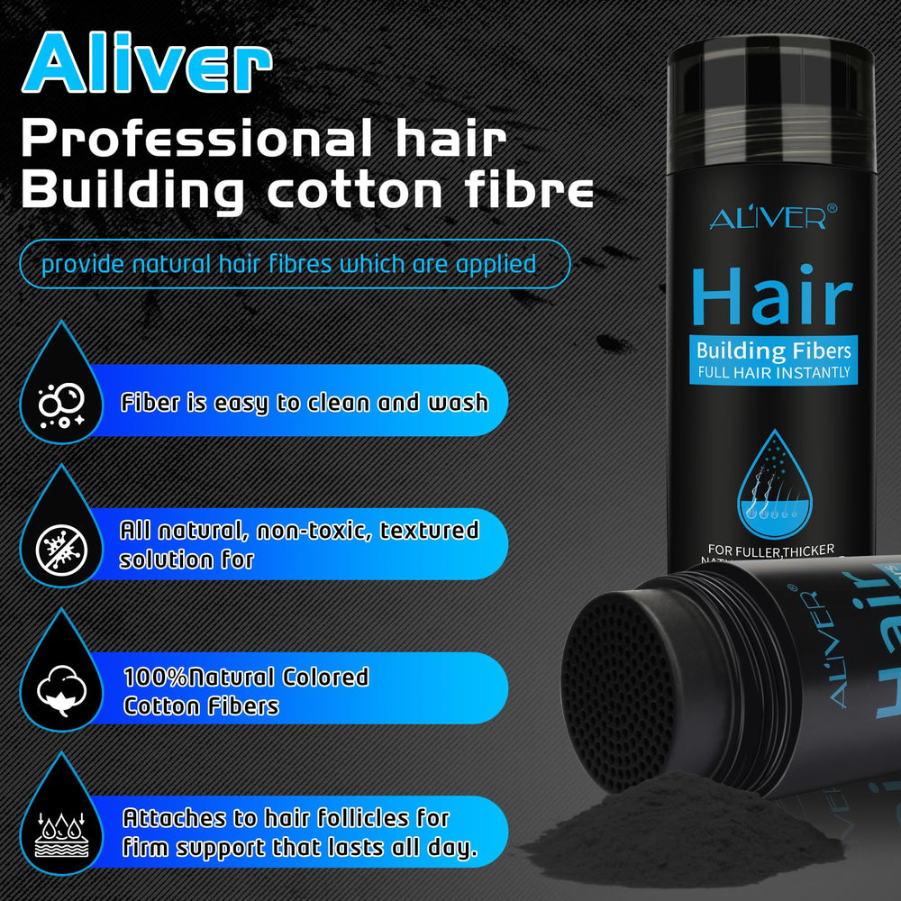 ALIVER Hair Fibers black-color-match shade aligns with natural hair