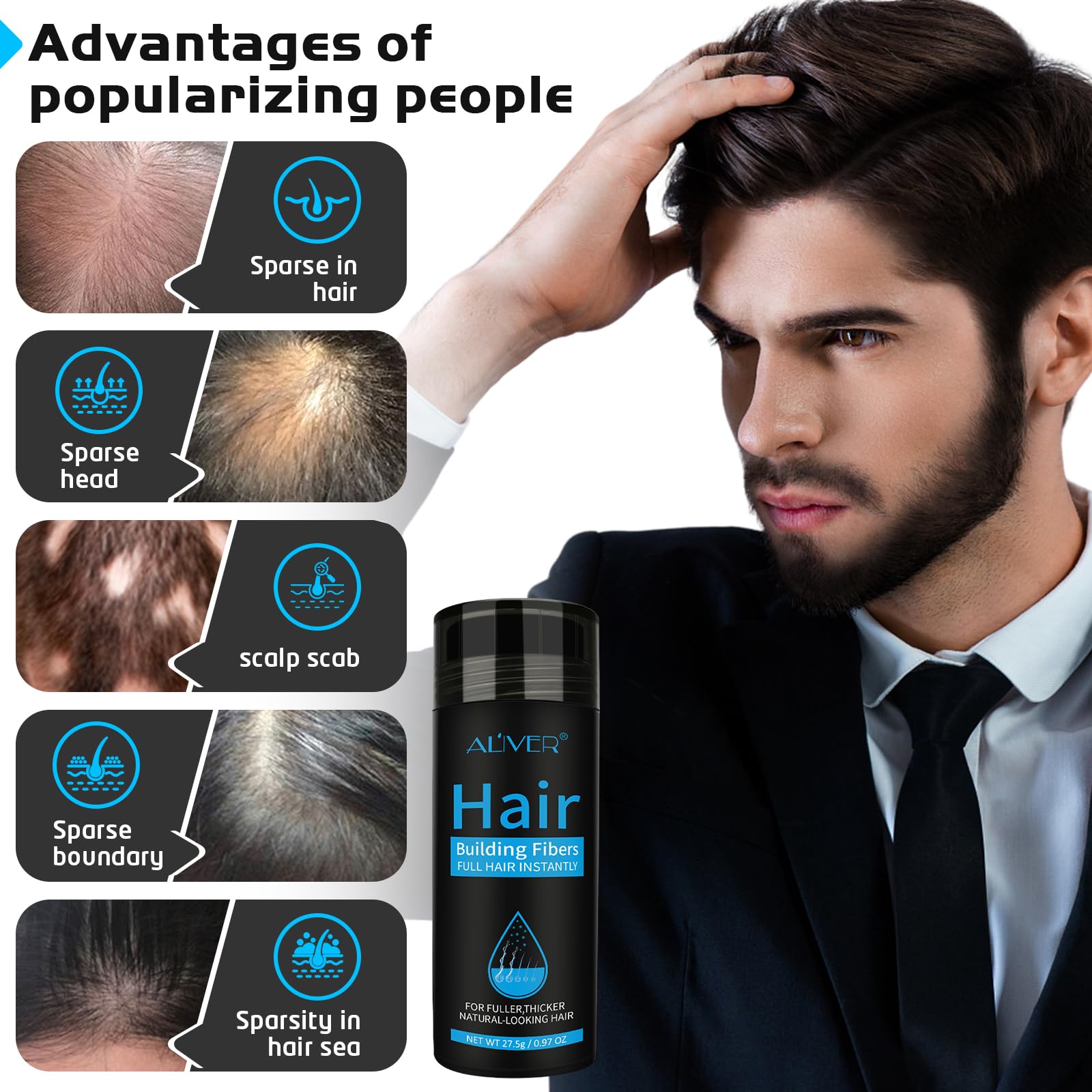 ALIVER Hair Fibers dry hair usage for day-to-night wear