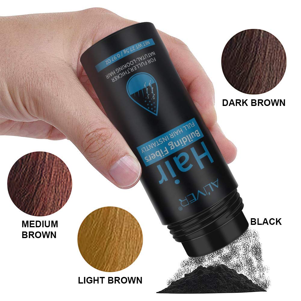 Aliver Hair Fibers undetectable under bright lights and cameras for natural appearance.