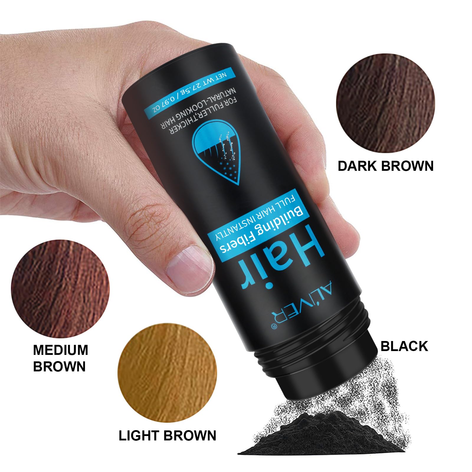 ALIVER Hair Fibers weather-resistant view showing rain resistance