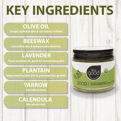 All Good Goop on hand demonstrates deep moisture for cracked skin.