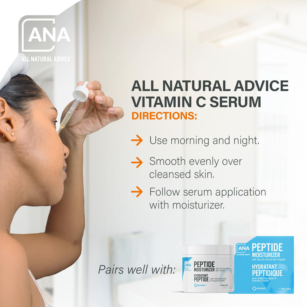 All Natural Advice Vitamin E in serum supports antioxidant nourishment.