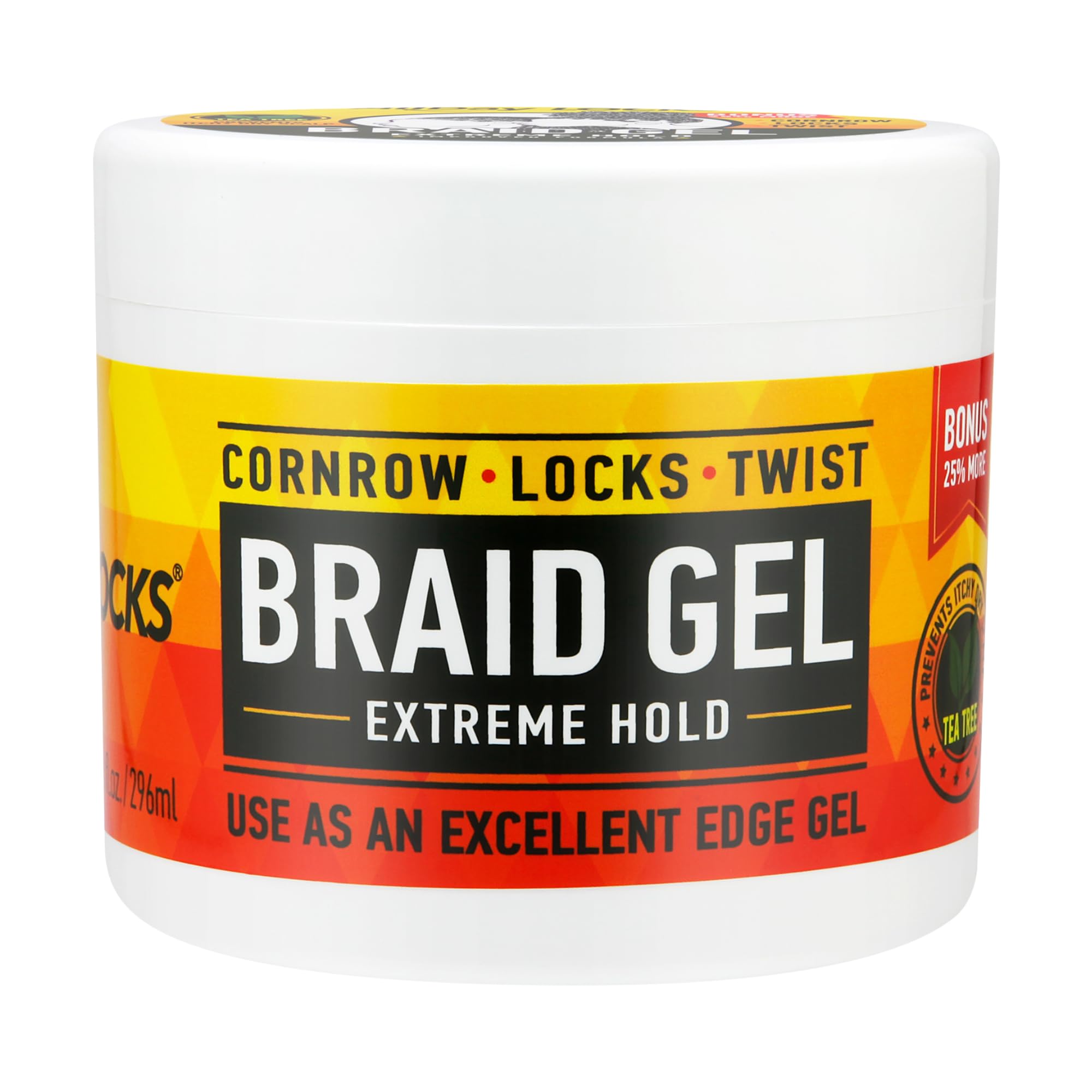 AllDay Locks Braid Gel bottle shows 10 oz size for extreme hold and shine