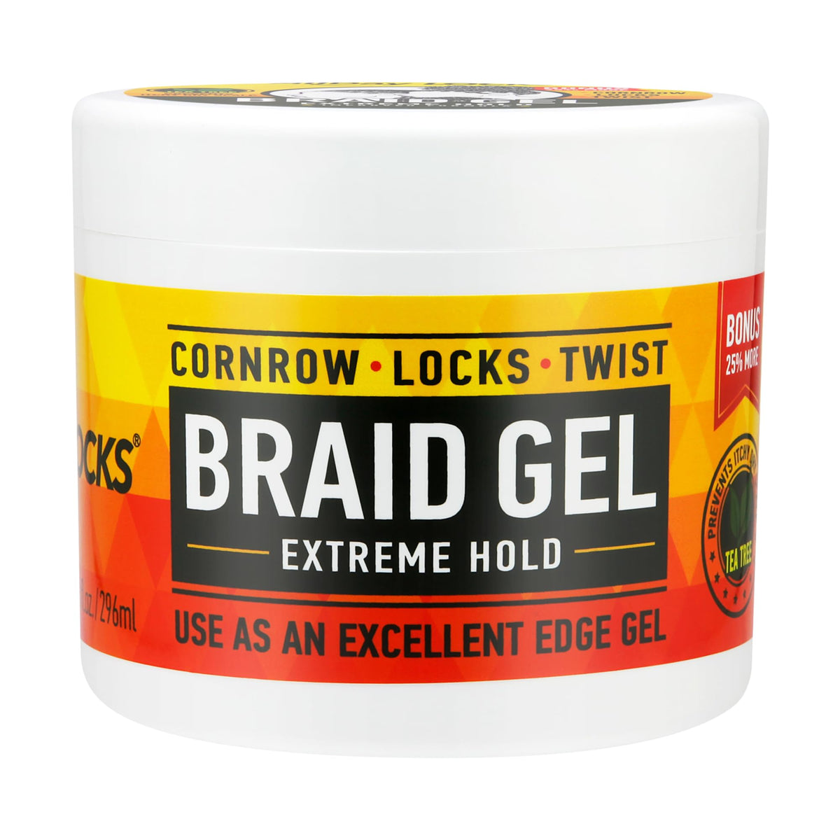 AllDay Locks Braid Gel bottle shows 10 oz size for extreme hold and shine
