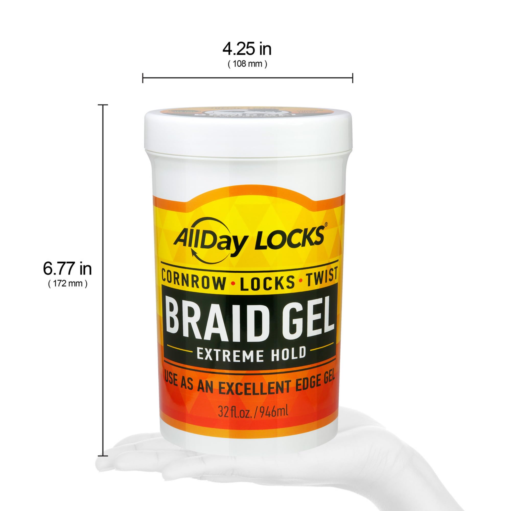 AllDay Locks Braid Gel herbal infusions image features lavender, peppermint, sage benefits.
