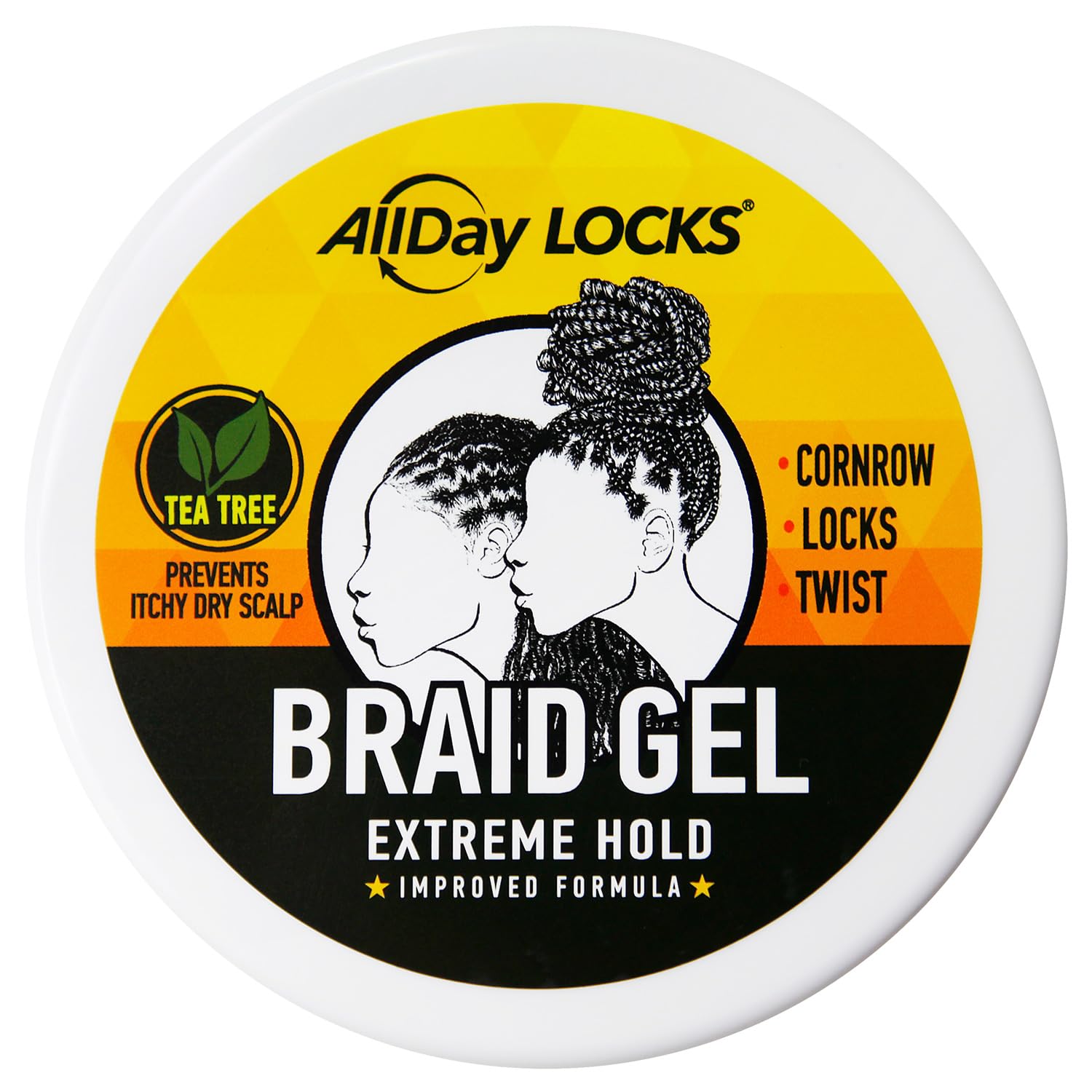 AllDay Locks Braid Gel jar section demonstrates easy application for protectively styled twists.