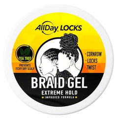 AllDay Locks Braid Gel being applied to sectioned hair for smooth braids