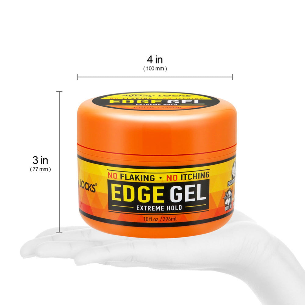 AllDay Locks Edge Gel close-up on edge-taming and baby hairs definition.