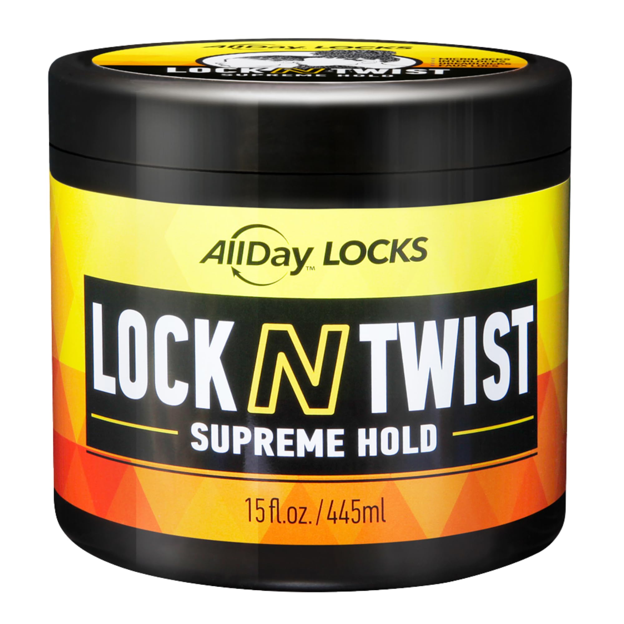 AllDay Locks Lock N Twist 15oz bottle provides strong hold and shine for dreadlocks.