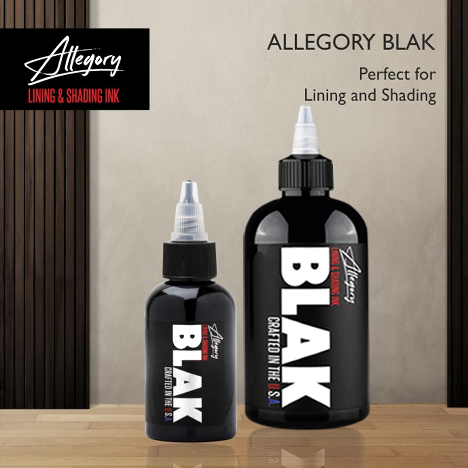 Allegory Blak ink 8oz bottle offers generous capacity for long projects.