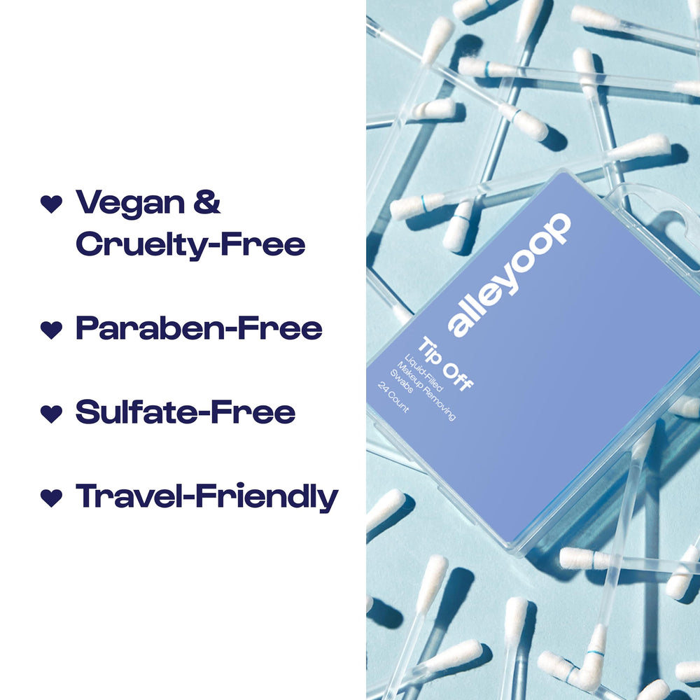 ALLEYOOP eye-makeup-removal swabs showing precise control for eyeshadow and liner
