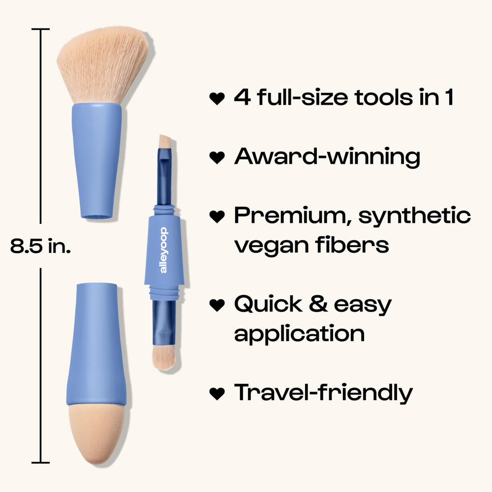 ALLEYOOP blending sponge shown for smooth foundation blending while traveling.
