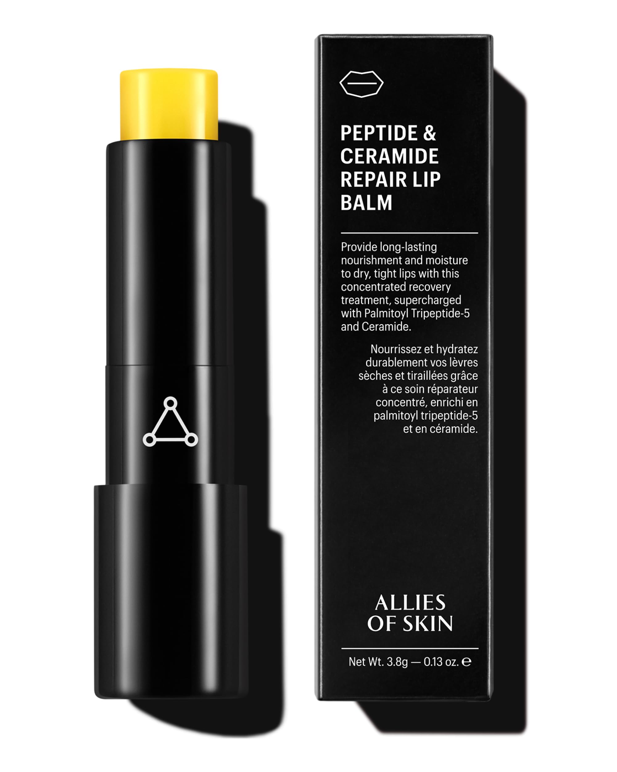 Allies of Skin Peptide & Ceramide Repair Lip Balm jar closeup highlights rich texture for hydration