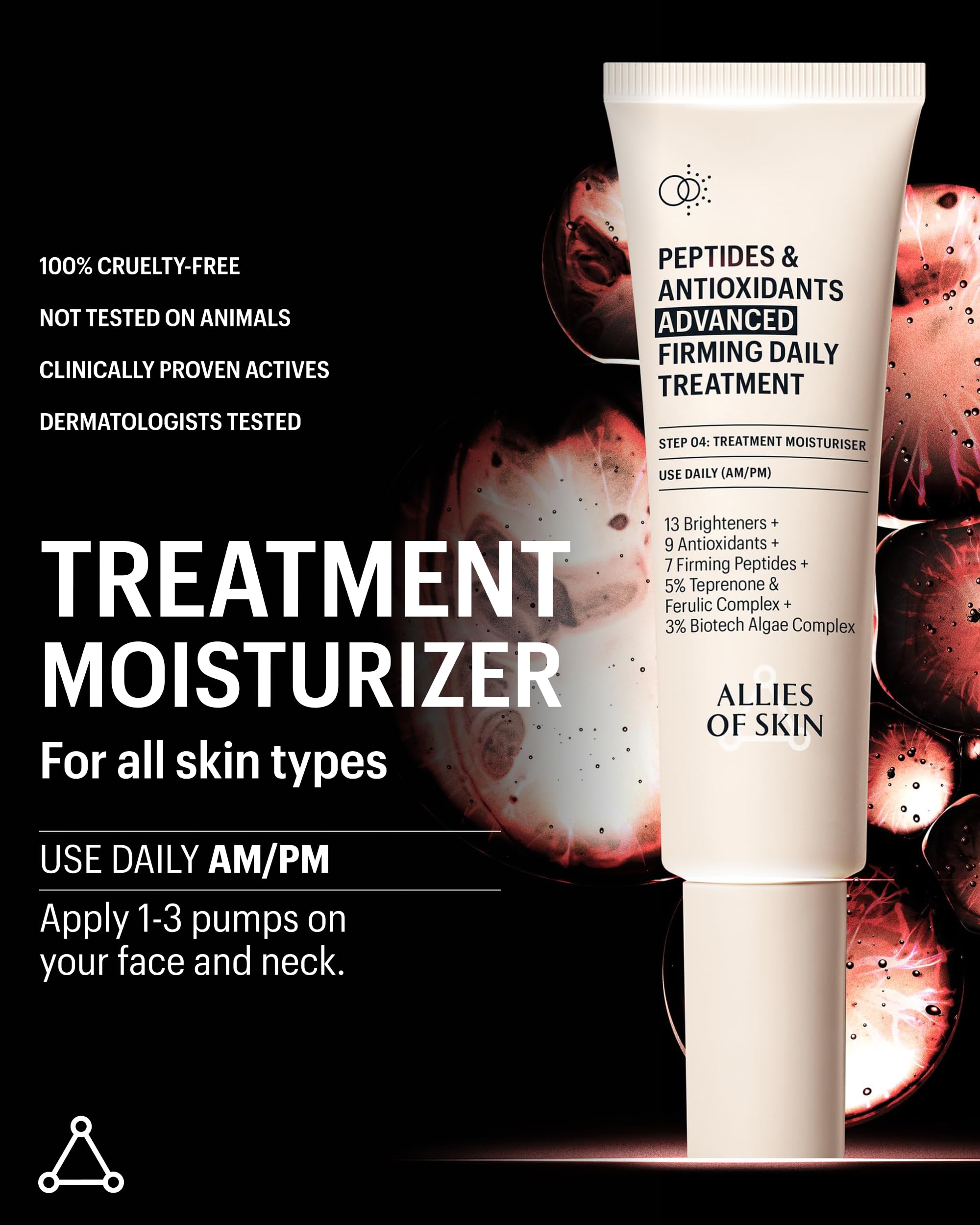 Allies of Skin before-and-after style shot suggests improved glow and lift.