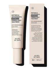 Allies of Skin bottle closeup highlighting hydrating, brightening daily care.