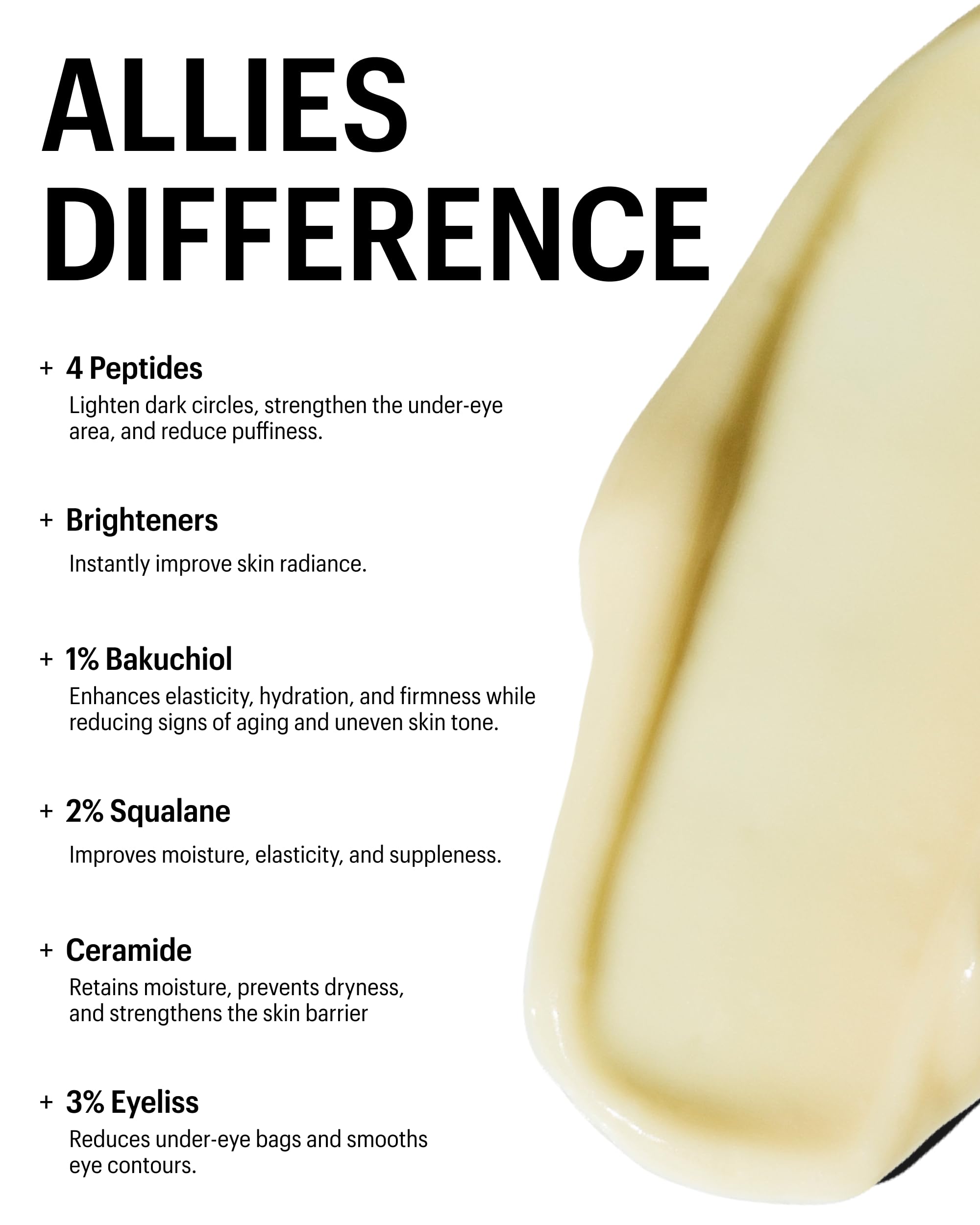 Allies of Skin Peptides Firming Eye Cream packaging emphasizing cruelty-free and dermatologist-tested