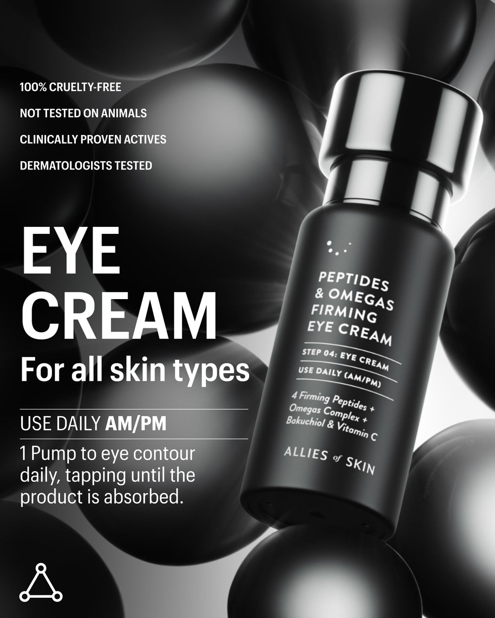 Allies of Skin Peptides Firming Eye Cream on sensitive skin with gentle calming effects