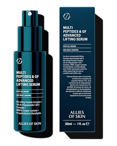 Allies of Skin serum bottle highlights 9% peptides for firmer skin