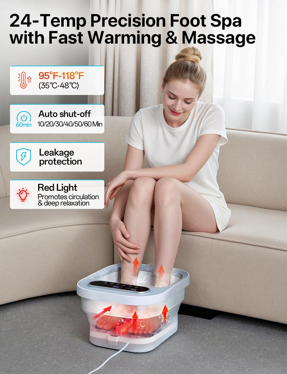 ALLJOY spa bubbles providing oxygen massage to feet for relaxation and circulation.