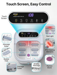ALLJOY Foot Spa Massager control panel showing temperature readout for precise comfort.